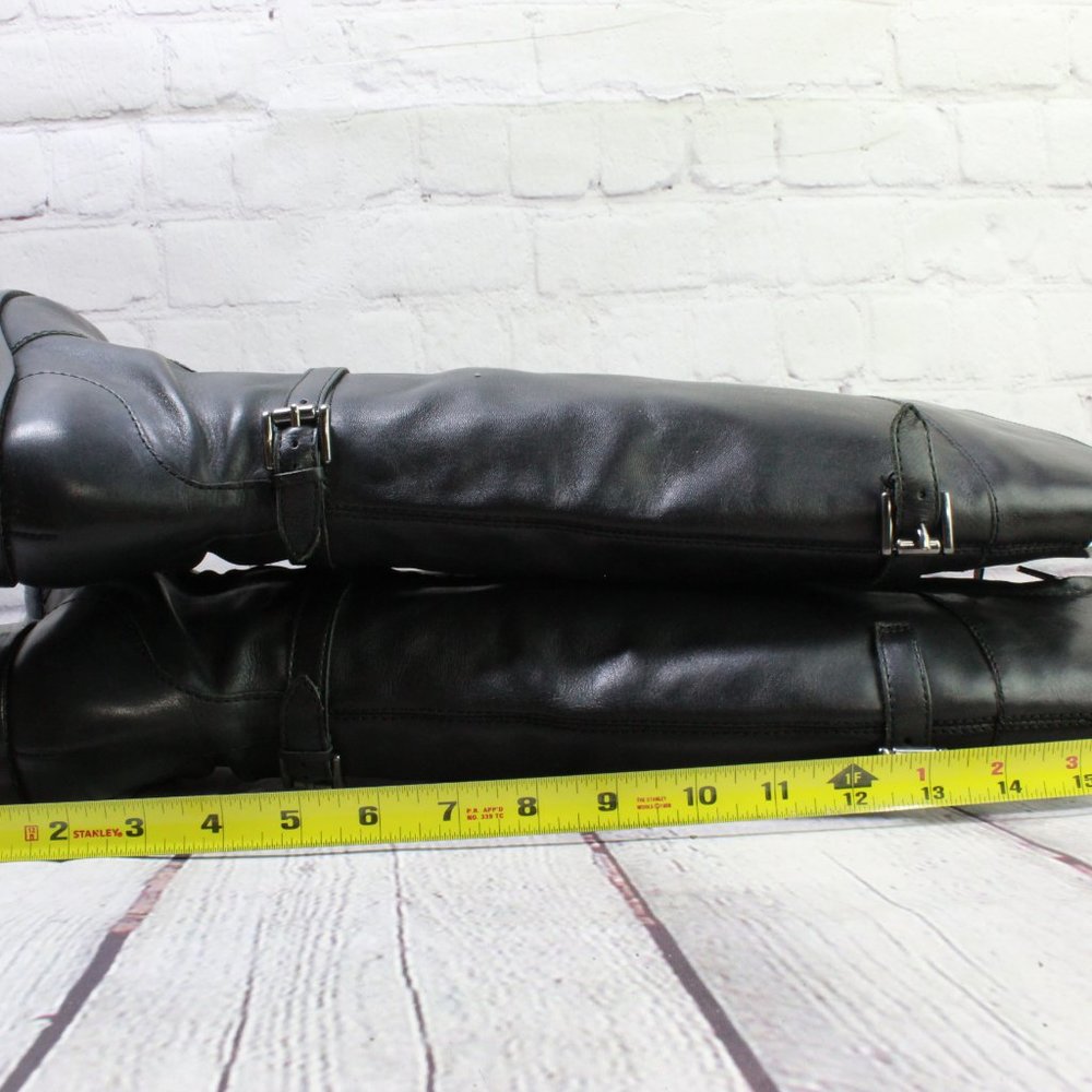 LL Bean Black Leather Side Zipper Knee High Riding Boots Size 9 Medium - Picture 6 of 9
